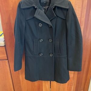Nine West Elegant Black Double-Breasted Pea Coat